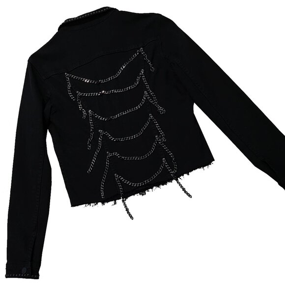 Hematite Chains Women's Black Denim Jacket - Picture 1 of 9